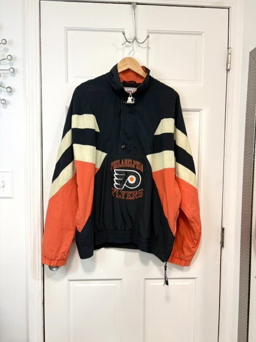 VTG 90s Starter Center Ice Philadelphia Flyers Half Zip Pullover Jacket Mens XL